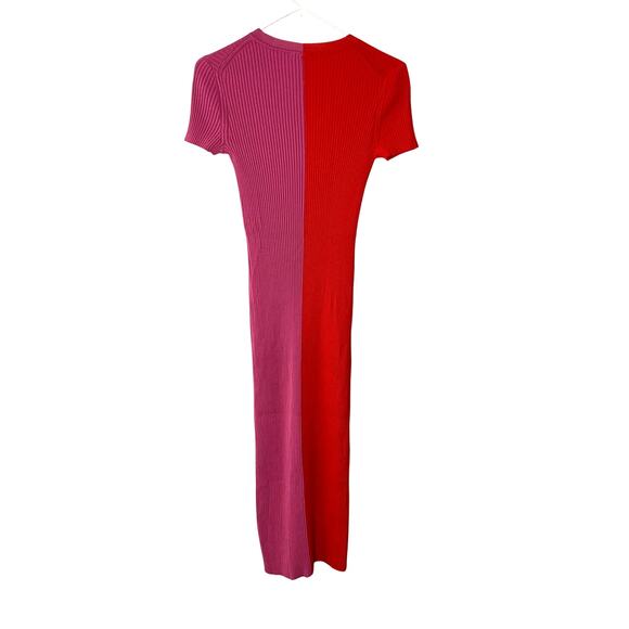 Staud Colleen Two-Tone Ribbed Knit Dress in Lollipop Size M - Picture 6 of 10